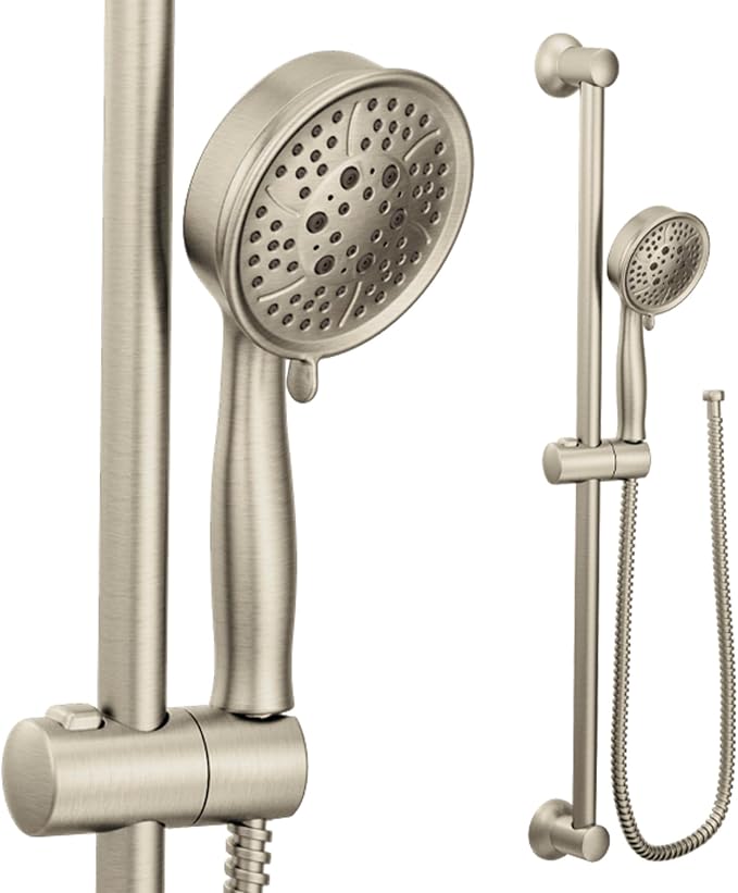 Moen Eco-Performance Brushed Nickel Handheld Showerhead with 69-Inch-Long Hose Featuring 30-Inch Slide Bar, 3667EPBN