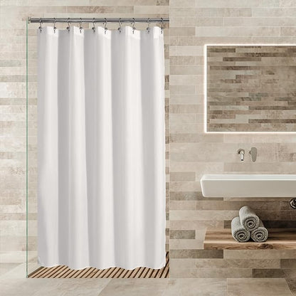 ALYVIA SPRING 54x72 Stall Waterproof Fabric Shower Curtain or Liner White | 2 Magnets, Soft Cloth & Hotel Quality, Machine Washable, Light-Weight, Stall Size