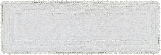 Better Trends Lilly Crochet White Large Bath Mat & Long Bath Rugs, 100% Cotton & Reversible Bath Runner Rug, Absorbent Shower Rugs for Bathroom, Washable Bath Rugs - 20 x 60 Runner Rug