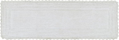 Better Trends Lilly Crochet White Large Bath Mat & Long Bath Rugs, 100% Cotton & Reversible Bath Runner Rug, Absorbent Shower Rugs for Bathroom, Washable Bath Rugs - 20 x 60 Runner Rug