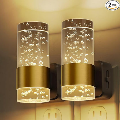 L LOHAS LED Night Lights Plug into Wall, 3000K Acrylic Night Light,2 Pack | Dimmable Nightlight with 0-100 LM Adjustable Brightness, Plug in Night Light with Dusk to Dawn Sensor, for Bathroom Hallway