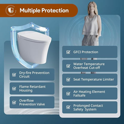 Uncle Brown Smart Toilet UBST12P, Advanced Bidet toilet with Powerful 1000g MaP Flush Score, ADA Height, Foam Shield, PlasmaClean Technology, Heated Seat, Auto-deodorization, Dryer