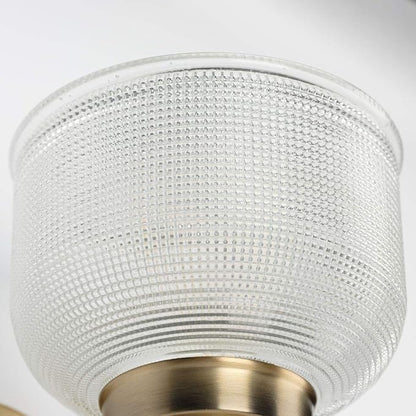 Progress Lighting P2992-163 Archie Collection Clear Double Prismatic Glass Coastal Bath Vanity, 3-Light, Vintage Brass