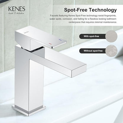 Chrome Bathroom Faucet Single Hole, Single Handle Vanity Sink Faucet | Bathroom Sink Faucet with Pop Up Drain & Supply Lines, Lead-Free cUPC & NSF Certified, 1 Handle Faucet for Vanity RV Restroom