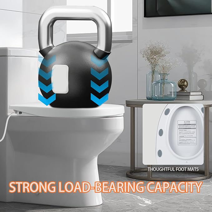 Heated Toilet Seat with Temperature Display and Built-in Side Control, 3-Speed Heating Mode Elongated Toilet Seats with Earth Leakage Protection, Slow Close Warming Toilet Seat with Auto Night Light