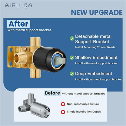 Airuida 8 Inch Shower Faucet Set,Bathtub Faucet Kit,Matte Black | Shower Tub Faucet Set,Male Threads Rough-In Valve,Square Head Shower System