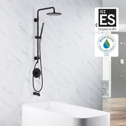 SUMERAIN Oil Rubbed Bronze Rain Shower System for Retrofit & Remodel | 9 Inches Rain Shower Head, Easy DIY Installation, Adjustable Slide Bar, Brass Hand Shower