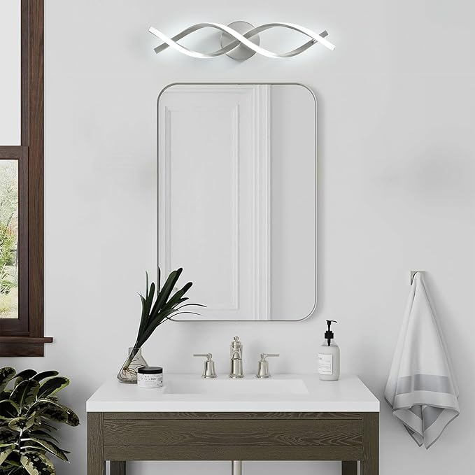 Modern Nickel LED Vanity Lighting,Bathroom Light Fixture Over Mirror,21 Inch,6000K Cool White