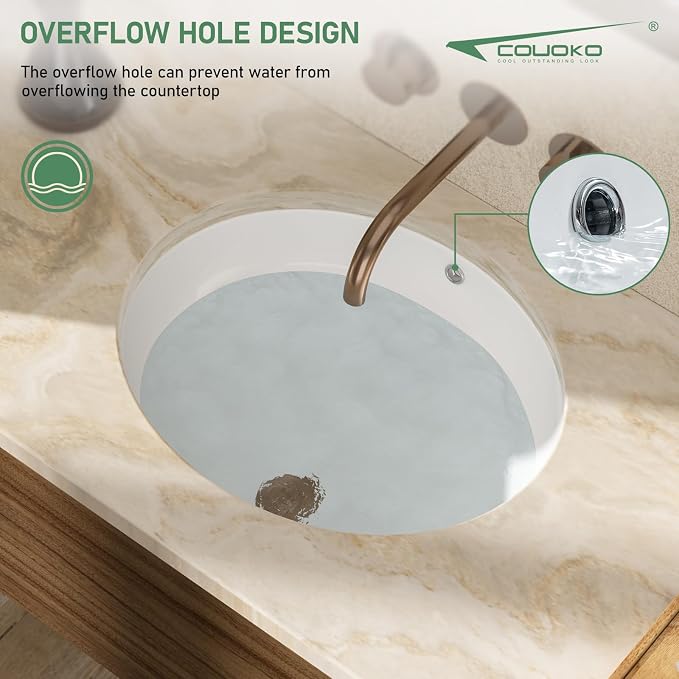 20x16 Inch White Oval Undermount Bathroom Sink | Interior Bowl Size 17"W x 14", DCeramic, Curved Bottom, Easy to Clean, with Overflow, Ideal for Bathroom, Lavatory, Vanity