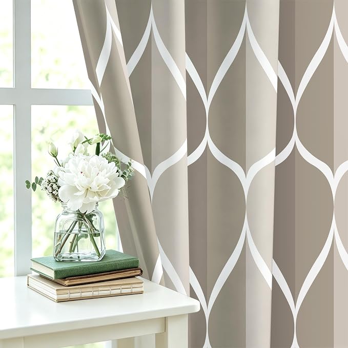 Gelbchu Geometric Shower Curtain for Bathroom, Light Gray Brown, 72x72 | with Hooks, Premium Polyester, Quick Dry, Water Repellent, Machine Washable, Rustproof Grommets, Modern Minimalist