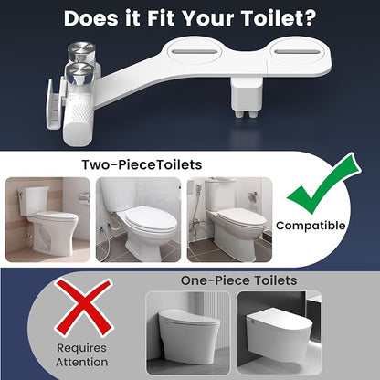 FEELSO Bidet Attachment for Toilet with Filter, Hot & Cold Toilet Bidet | Ultra-Slim & Non-Electric Bidet Sprayer, Self-Cleaning Dual Nozzle (Frontal/Rear Wash), Adjustable Water Pressure
