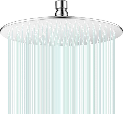 All Metal Rain Shower Head - Heavy Duty Stainless Steel, Easy Install, High Water Flow, Ultra-Thin Modern Design for Bathroom (Chrome, 10)