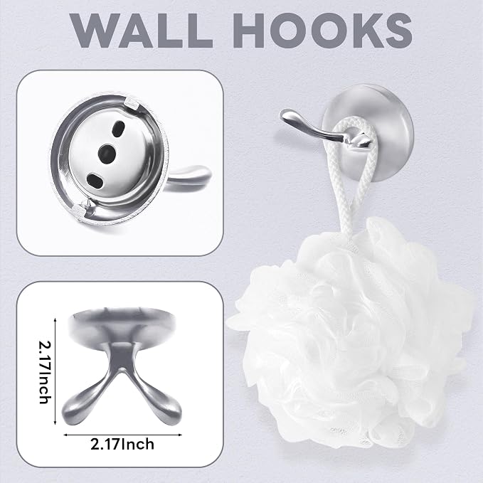Brushed Nickel Bathroom Hardware Set Wall Mounted Brushed Nickel Accessories Set 4 Pieces Bathroom Hardware Set, 23.6 inch Towel Bar | Towel Hook | Toilet Paper Holder | Hand Towel Holder