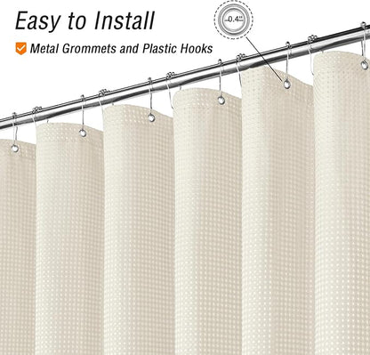 Ivory Fabric Shower Curtain, 72 X 72 | Cloth-Textured Shower Curtain for Bathroom - Soft Cloth & Hotel Spa Luxury, Water Repellent, Machine Washable