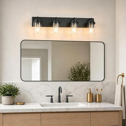 4-Light Bathroom Light Fixtures, Bathroom Vanity Wall Light | Modern Bathroom Lighting Fixtures Over Mirror, Vanity Lights for Bathroom, Mirror, Restroom, Bedroom, E26