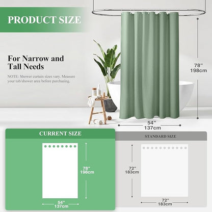 Stall Waffle Shower Curtain 256 GSM Heavy Fabric 54x78 Sage Green | 54 x 78 Inch Long, Thick Cloth, Weighted Hem, Water Repellent, Hotel Luxury Polyester Shower Curtains for Bathroom 10 Hooks