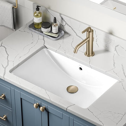 KRAUS Elavo 23 in. Rectangular Porcelain Ceramic Undermount Bathroom Sink in White with Overflow Drain, KCU-243