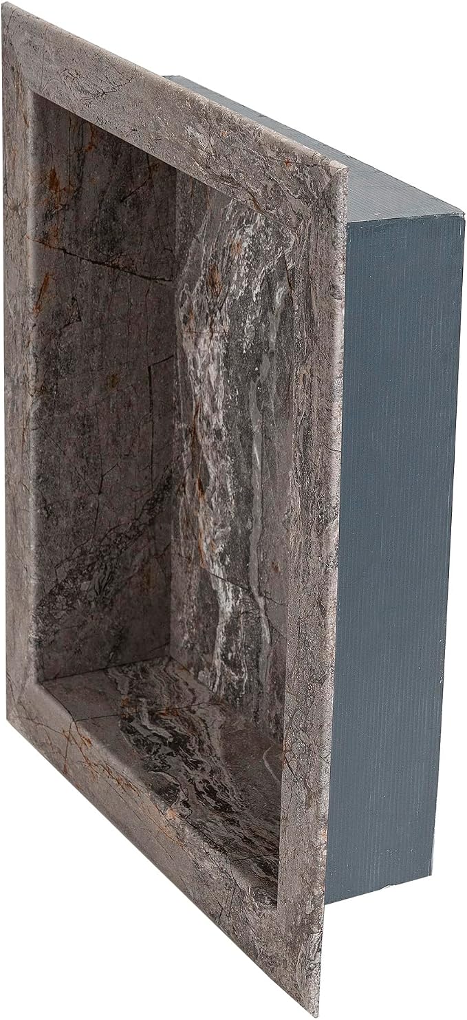 Palisade 17.5 in x 15.5 in Vinyl Shower Niche Spanish Marble | Waterproof Shower Insert