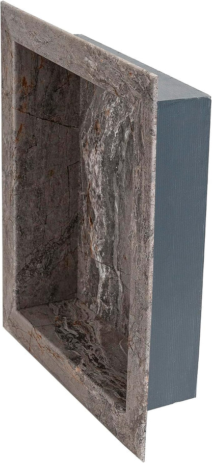Palisade 17.5 in x 15.5 in Vinyl Shower Niche Spanish Marble | Waterproof Shower Insert