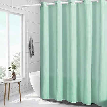 Furlinic Mint Green No Hook Shower Curtain,Polyester Fabric Bathroom Curtains with 10 Split Grommets,Machine Washable & Waterproof,Hotel Grade,Standard Size 72x72 Inch