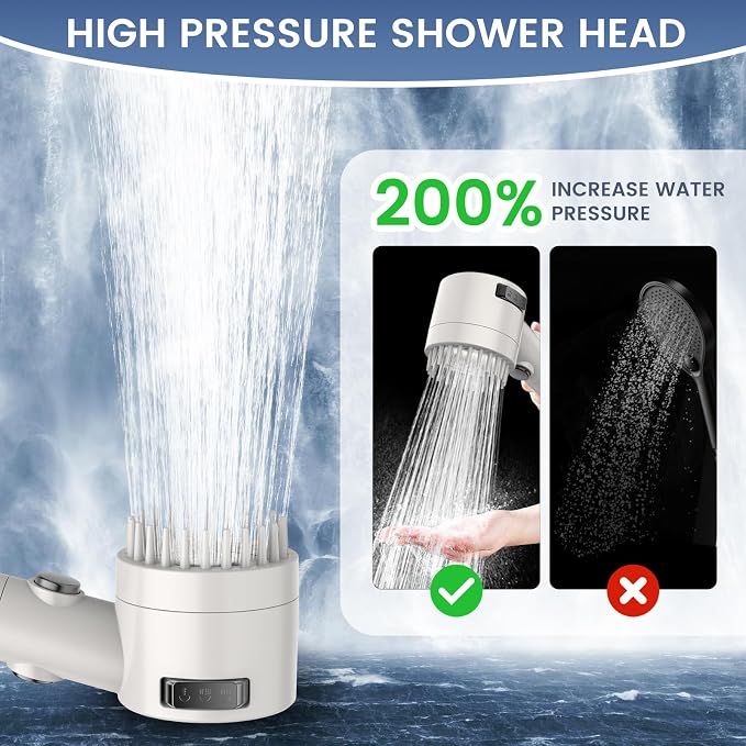 Filtered Shower Head with Handheld,High Pressure 5 Mode Shower with Filters | ON/OFF Switch Shower Filter Head for Hard Water, Remove Chlorine, Reduce Dry Itchy Skin,Holder & 60'' Hose Showerhead