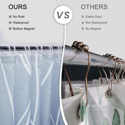 Striped Shower Curtain for Bathroom, Ombre Blue, 72" W x 84" L | with Hooks, Modern Hotel Style, Water Repellent, Washable, Weighted Hem