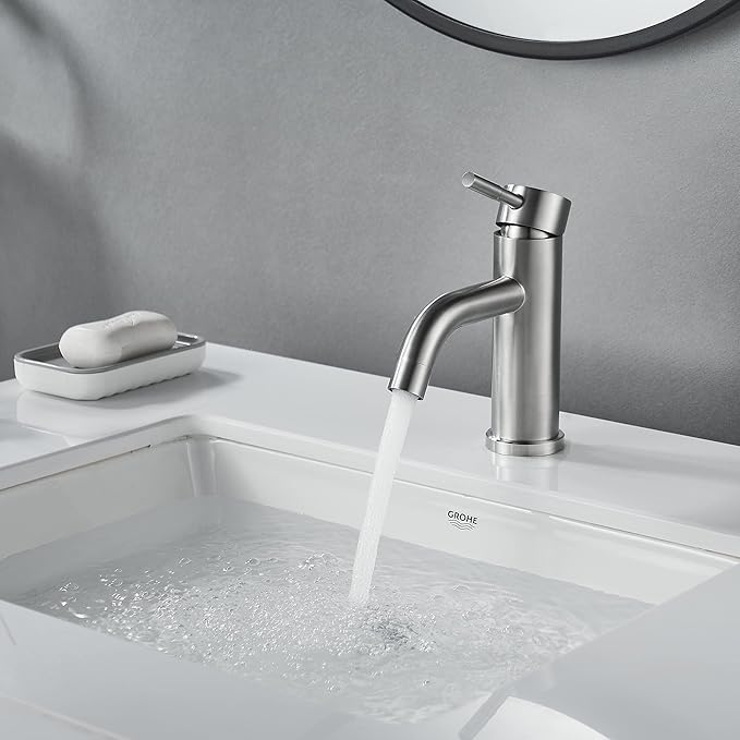 Single Hole Bathroom Faucet,Single Handle Brushed Nickel Bathroom Sink Faucet,Modern Stainless Steel Commercial Basin Faucet (No Drain