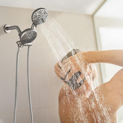 Dual Shower Faucet Set with Valve High Pressure Dual 2 in 1 Shower Combo Set Shower System with Handheld Showerhead 3-way Water Diverter Shower Trim Kit Brushed Nickel