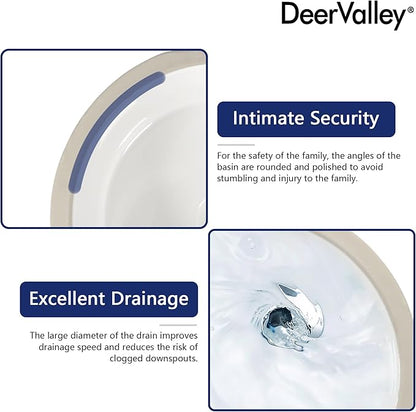 DeerValley 16x16 Inch Small Round Undermount Bathroom Sink, White Ceramic Under Counter Sink with Overflow, DV-1U0207