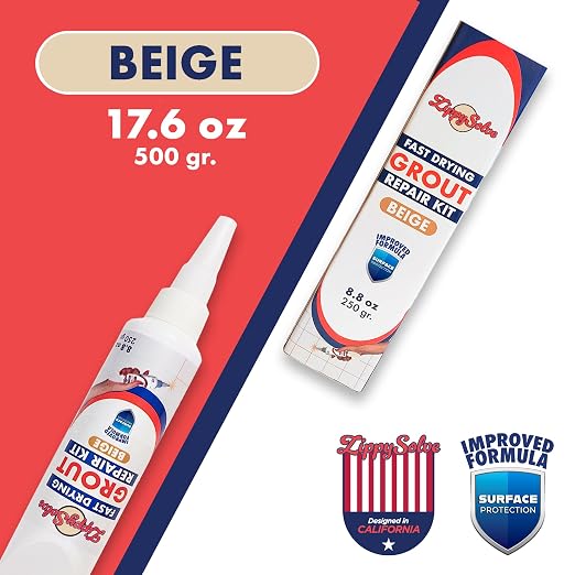 Tile Grout Repair Kit, Refresh Tile Grout Filler (2 Pack, Beige) | Restore & Renew Tile Joints, Fast-Drying Grout Sealer & Paint, Squeeze Tube for Bathroom, Shower & Kitchen Floors, Waterproof