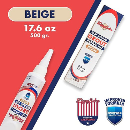 Tile Grout Repair Kit, Refresh Tile Grout Filler (2 Pack, Beige) | Restore & Renew Tile Joints, Fast-Drying Grout Sealer & Paint, Squeeze Tube for Bathroom, Shower & Kitchen Floors, Waterproof