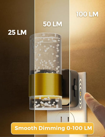 L LOHAS LED Night Light, Dimmable Night Lights Plug into Wall | 2 Pack Acrylic Nightlight, 0-100 LM Adjustable Brightness, 3000K Plug in Night Light, Dusk to Dawn Sensor, Bathroom Hallway