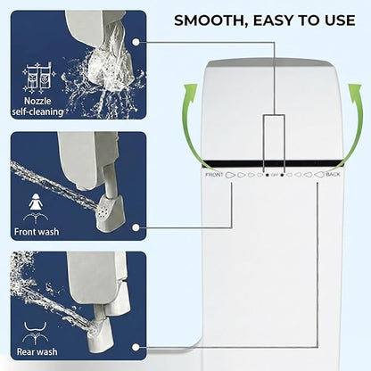 MOBY Bidet Toilet Seat Attachment - Non-Electric, Dual Nozzles with Self-Cleaning, Ultra-Thin Design, Easy 10-Minute Installation, Adjustable Water Pressure, Effortless Cleaning Experience