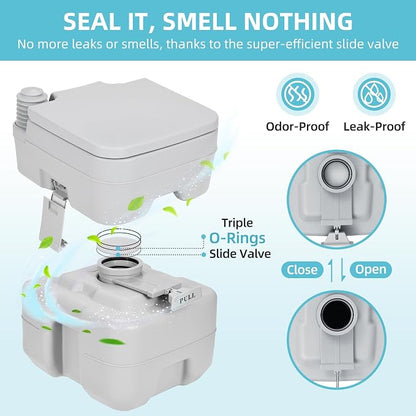 YITAMOTOR Portable Toilet, RV Toilet Travel Potty, 5.3 Gallon Waste Tank for Easy Disposal, Press Flush Pump for Odorless Cleaning, Portable Toilet for Camping, Boating, Hiking, and Trips