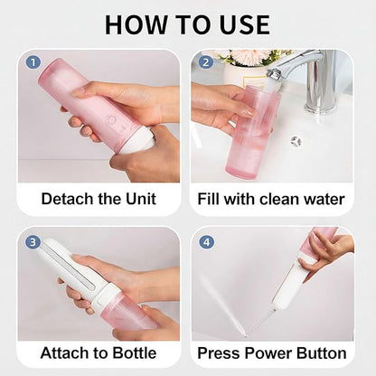 Portable Bidet for Travel,Rechargeable Electric Handheld Travel Bidet Sprayer for Women,Collapsible,Portatil Peri Water Bottle Bidets for Hygiene,Camping, Backpacking,Backcountry,Hiking（Pink）