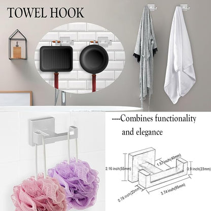 BOZWELL 5 Piece Brushed Nickel Stainless Steel Towel Bar Set, 23.6 inch Square Bathroom Hardware Accessories Set,Wall Mounted Towel Racks for Bathroom with TP