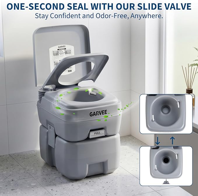 5.3 Gallon Portable Toilet for Camping, with Carry Bag & Detachable Tank, Ideal for Boat, Truck & RV Use, Gray