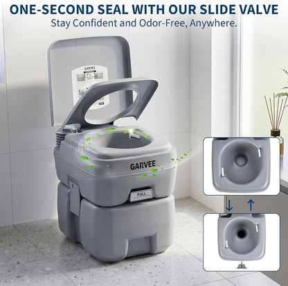 5.3 Gallon Portable Toilet for Camping, with Carry Bag & Detachable Tank, Ideal for Boat, Truck & RV Use, Gray