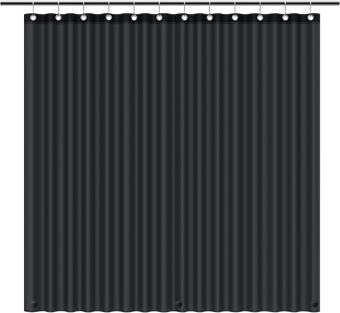 EHZNZIE Shower Curtain Liner Light Weight PEVA, Shower Liner 72x72 Inches, Waterproof, No Chemical Smell with 12 Rust Proof Metal Grommets for Bathroom Shower Curtain, Black