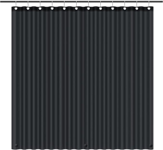 EHZNZIE Shower Curtain Liner Light Weight PEVA, Shower Liner 72x72 Inches, Waterproof, No Chemical Smell with 12 Rust Proof Metal Grommets for Bathroom Shower Curtain, Black