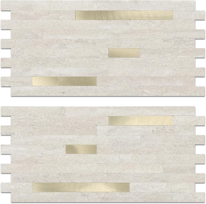 Yipscazo 2026 New Upgrade PVC Wall Tiles Stick on Tiles for Backsplash Kitchen, Bathroom, Laundry Room, Camper, Fireplace (20 Sheets, Beige Cave Stone)