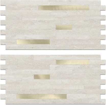 Yipscazo 10 Sheets PVC Wall Tiles Stick on Tiles for Backsplash Kitchen, Bathroom, Laundry Room, Camper, Fireplace (6'' X 12'', Beige Cave Stone)