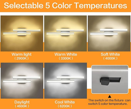 PRESDE 24 Inch LED Vanity Light Brushed Nickel Bathroom Light Fixtures Over Mirror Modern Bath Lighting Bar 5CCT