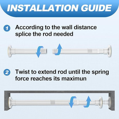 CorkLatta White Shower Curtain Rod 31 to 80 Inch,1 Inch Diameter Adjustable Spring Tension Stainless Steel Telescoping Rod,Easy Install,No Rust | Stainless Steel Tension Curtain Rod Non slip, No Drill Shower Rods for Bathroom,Easy Install