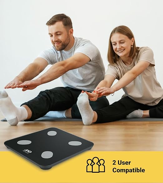 A&D Medical Smart Scale for Body Weight - UC-450BLE - Bluetooth Body Fat Scale with BMI, Body Composition, Digital Bathroom Scale, Tracks 7 Biometrics, Syncs with A&D App - 397lb