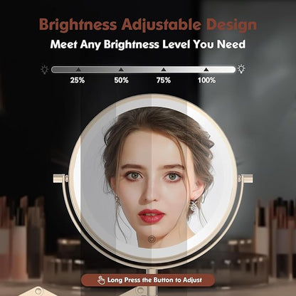 5000mAh Rechargeable Wall Mounted Makeup Mirror - 8 Inch Double Sided 1X/30X Magnifying Mirror with 3 Color Lights Dimmable Touch Screen, 360°Swivel 19.6 Inch Extendable Accordion Bathroom Mirror