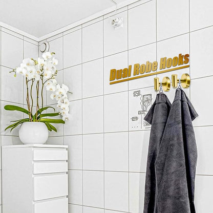 4Pcs Gold Bathroom Accessories Set, Brushed Gold Bathroom Hardware with Toilet Paper Holder,Towel Ring & Robe Hooks,Wall Mounted Stainless Steel Bathroom Hardware for Modern Home