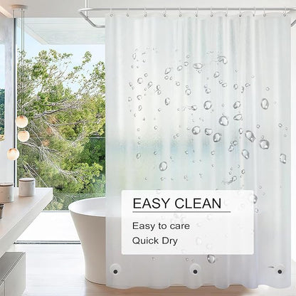 Shower Curtain Liner, 4G PEVA Shower Liner, Plastic Peva Waterproof Shower Curtains, 72x72 inch with Grommet Holes 3 Magnetic Weights
