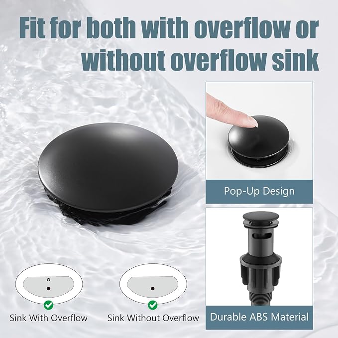 3 Hole Bathroom Sink Faucet Widespread Metal Label Matte Black | High-Arc Swivel Spout,Pop Up Drain,Cross Handle,cUPC Hose,for 6-16″Centerset Basin,Farmhouse,RV,Vanity,Lavatory 8" Mixer Tap