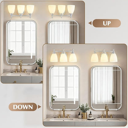 Bathroom Light Fixtures, 3 Light Bathroom Lighting Fixtures Over Mirror Wall Mounted Lighting Chrome Vanity Light for Living Room Cabinet